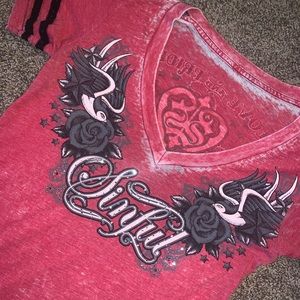 Sinful / Affliction bejeweled Tshirt short sleeve